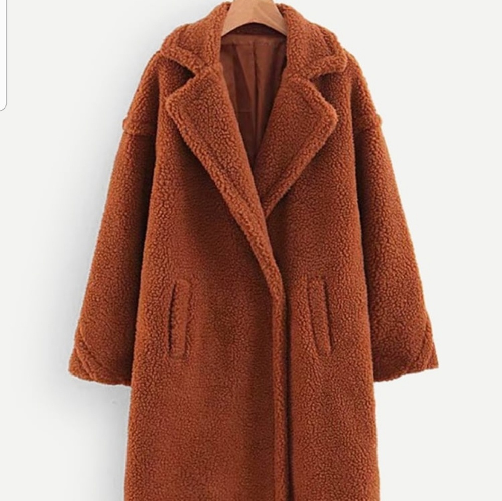 Oversized teddy longline coat jacket